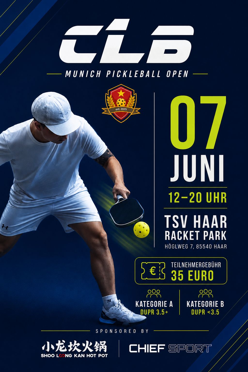 Vorfreude auf ein weiteres Pickleball-Highlight des Jahres: Chief Sport sponsort die „CLB Pickleball Open“!